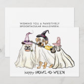 Cute Dog Ghosts Specialized Happy Halloween Feestdagenkaart (Voorkant / Achterkant)