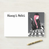 Cute Dog & Girl in Café in Paris Post-It Notes (Op bureau)