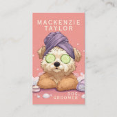 Cute Dog Groomer Personalized Spa Style Visitekaartje (Voorkant)