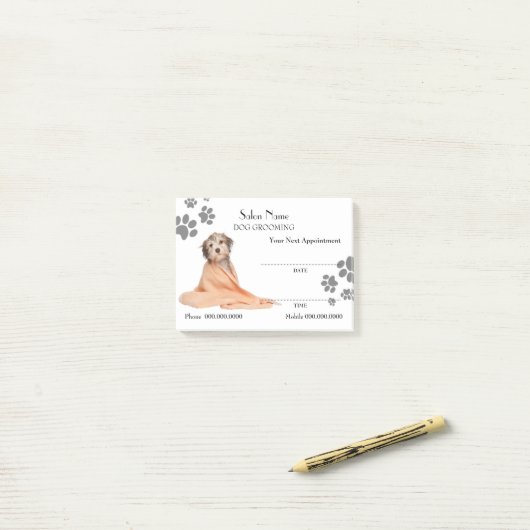 Cute dog grooming Appointment Post-it® notes (Op bureau)