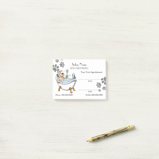 Cute dog grooming Appointment Post-it® notes (Op bureau)