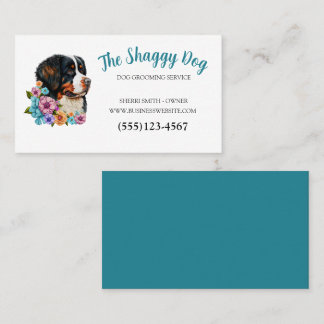 Cute Dog Grooming Floral Pet Service Visitekaartje