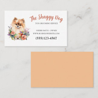 Cute Dog Grooming Floral Pet Service Visitekaartje