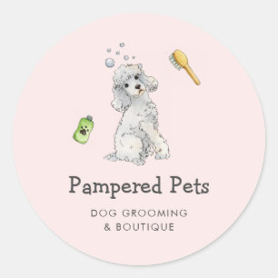 Cute Dog grooming Pet boutique Ronde Sticker