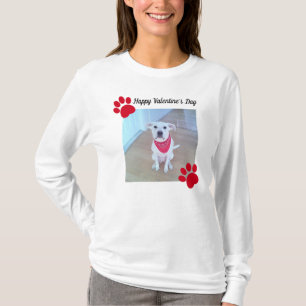 Cute Dog Happy Valentines Day Red Paws 1 Foto T-shirt
