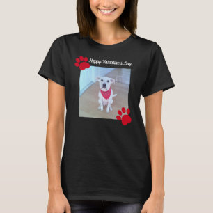 Cute Dog Happy Valentines Day Red Paws 1 Foto T-shirt