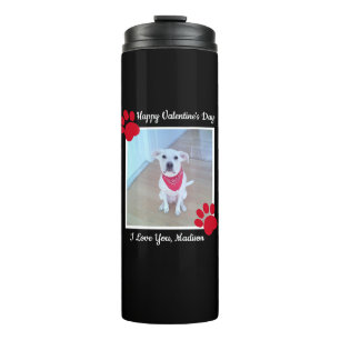 Cute Dog Happy Valentines Day Red Paws 1 Foto Thermosbeker