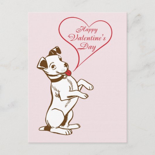 Cute  Dog Happy Valentines Day Roze Briefkaart (Voorkant)