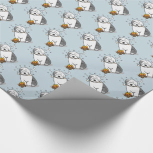 Cute Dog Hiker Camper Old English Sheepdog Grey 1 Cadeaupapier