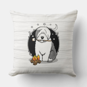 Cute Dog Hiker Camper Old English Sheepdog Grey 1 Kussen