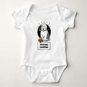 Cute Dog Hiker Camper Old English Sheepdog Grey 1 Romper