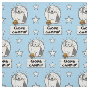 Cute Dog Hiker Camper Old English Sheepdog Grey 1 Stof