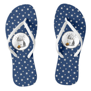 Cute Dog Hiker Camper Old English Sheepdog Grey 1 Teenslippers