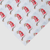 Cute Dog in sneeuw met rode kerstmis Tissuepapier (Detail)