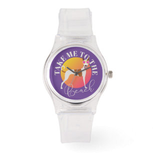 Cute Dog in zonnebrillen Roze en Paars Horloge