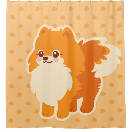 Cute Dog Kawaii Pomeranian Douchegordijn (Voorkant)