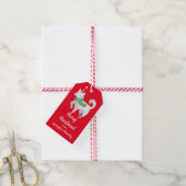 Cute dog kerstmis cadeaulabel (Met Touw)