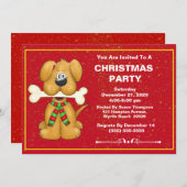 Cute Dog Kerstparty Kaart (Voorkant / Achterkant)