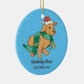 Cute Dog kerstpuppy Snow Winter Holiday Keramisch Ornament (Rechts)