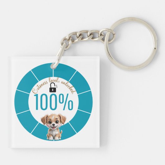 Cute Dog Keychain – Custom Text & Image (Achterkant)