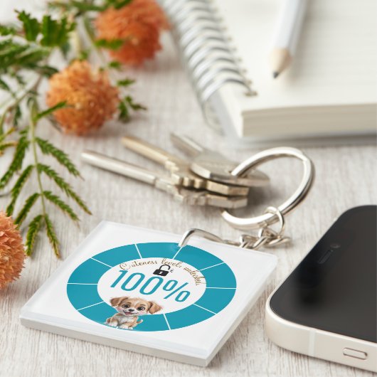Cute Dog Keychain – Custom Text & Image (Voorkant Rechts)