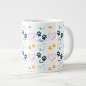 Cute Dog Lover Paw Prints Extra Grote Beker (Voorkant rechts)