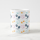 Cute Dog Lover Paw Prints Extra Grote Beker (Voorkant)
