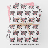 Cute Dog Mam Heart Tattoo met Pawprint Pattern Inpakpapier Vel (In situ)