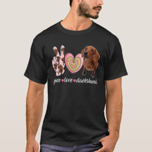 Cute Dog Mam Moederdag Peace Love Dachshund T-shirt