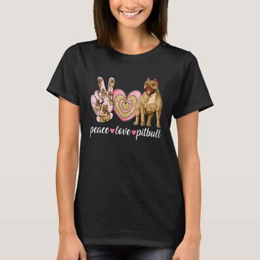Cute Dog Mam Moederdag Peace Love Pitbull T-shirt (Voorkant)