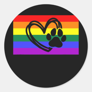 Cute Dog mama Paw LGBTQ Gay Pride Flag Queer Ronde Sticker