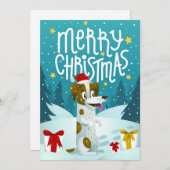 Cute Dog Merry Kerstfeest Feestdagenkaart (Voorkant / Achterkant)