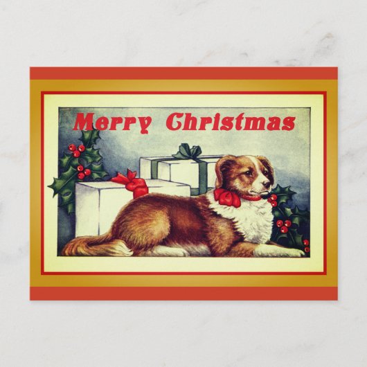 Cute Dog Merry Kerstmis Briefkaart (Voorkant)