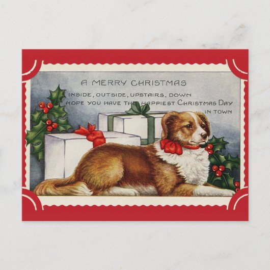 Cute  Dog Merry Kerstmis Briefkaart (Voorkant)