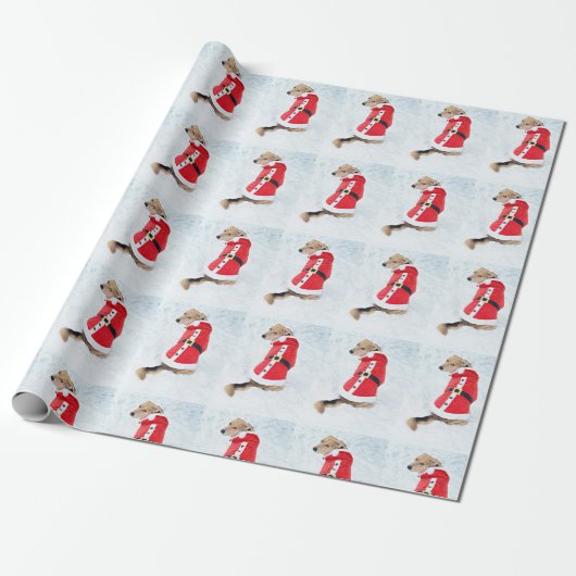 Cute Dog met een rode witte kerstkerstman Cadeaupapier (Uitgerold)