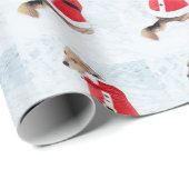 Cute Dog met een rode witte kerstkerstman Cadeaupapier (Rol Hoek)