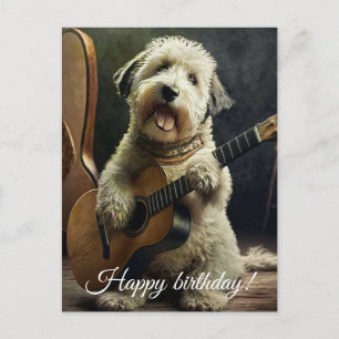 Cute Dog met Guitar. Briefkaart