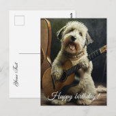 Cute Dog met Guitar. Briefkaart (Voorkant / Achterkant)