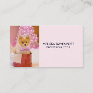 Cute Dog met Roze Bow-kerstfoto Visitekaartje