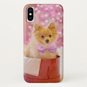 Cute Dog met roze kerstfoto's iPhone X Hoesje
