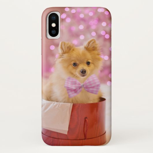 Cute Dog met roze kerstfoto's Case-Mate iPhone Case (Achterkant)