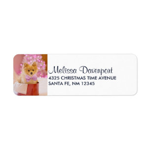 Cute Dog met roze kerstfoto's Etiket