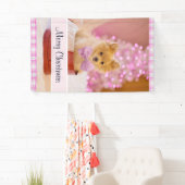 Cute Dog met roze kerstfoto's Spandoek (Insitu)