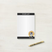 Cute Dog met Sunflower op Silver Grey Post-it® Notes (Op bureau)