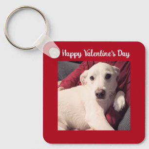 Cute Dog met Valentijnsdag twee foto van papa Sleutelhanger