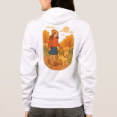 Cute Dog Mom Walking Pup in Cozy Forest Hoodie (Achterkant)