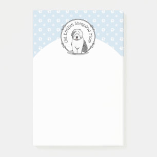 Cute Dog OES mama Old English Sheepdog Ma (Grey 1) Post-it® Notes