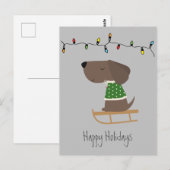 Cute Dog op Sled Holiday Kaart (Voorkant / Achterkant)
