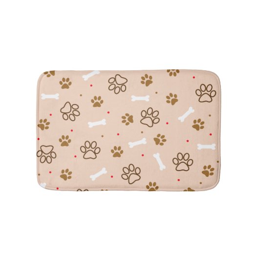 Cute dog patroon met poten botten minuscule poka d badmat (Voorkant)