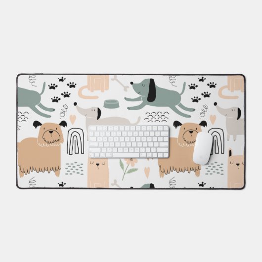 Cute Dog Pattern Bureaumat (Keyboard & Muis)